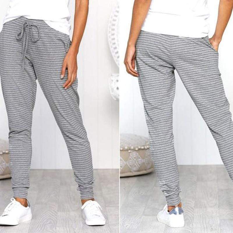 Casual Comfort Belt Stipped Pants